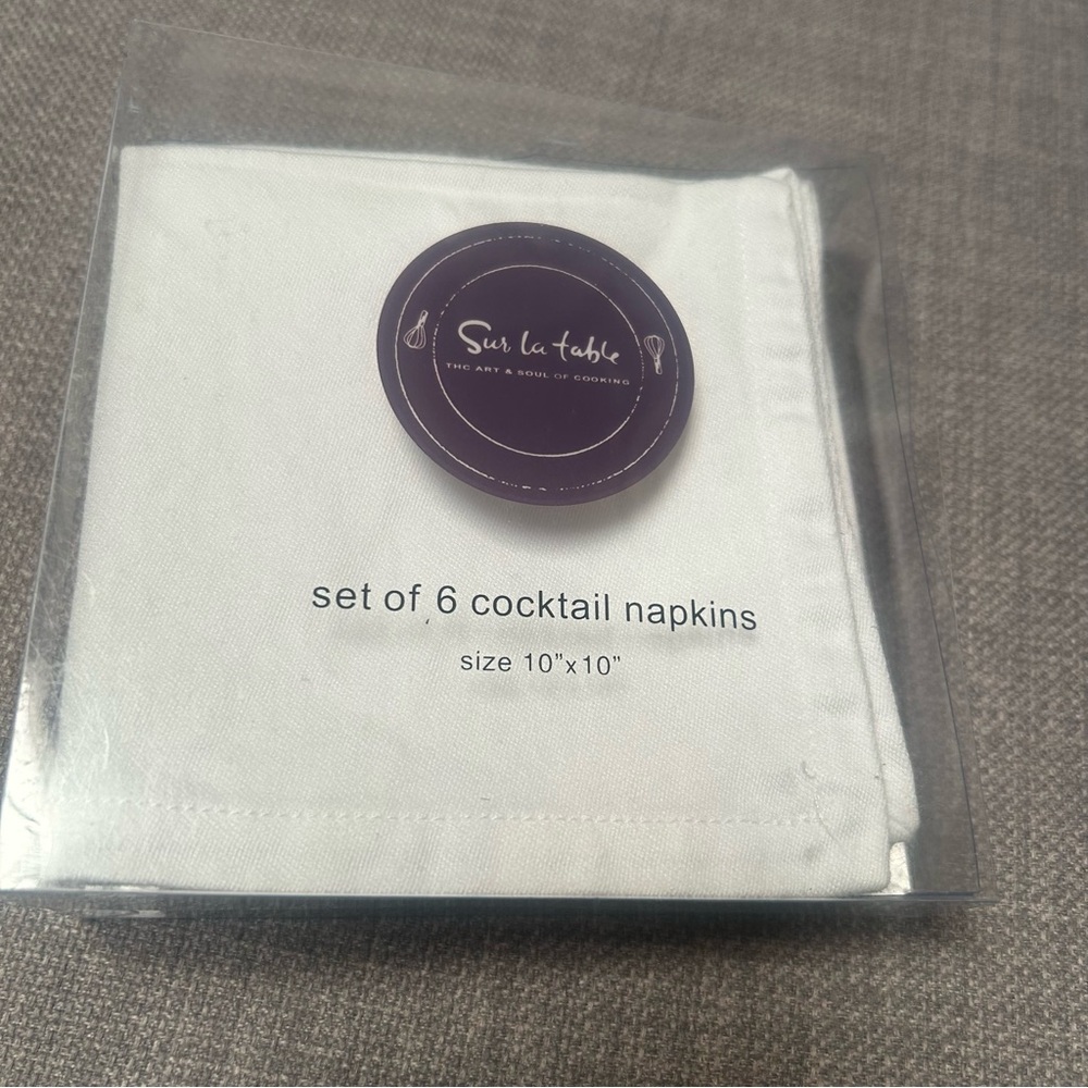 SUR LA TABLE 10-pcs Classic White Cotton ‘TOSS’ Cocktail Napkins #1001255